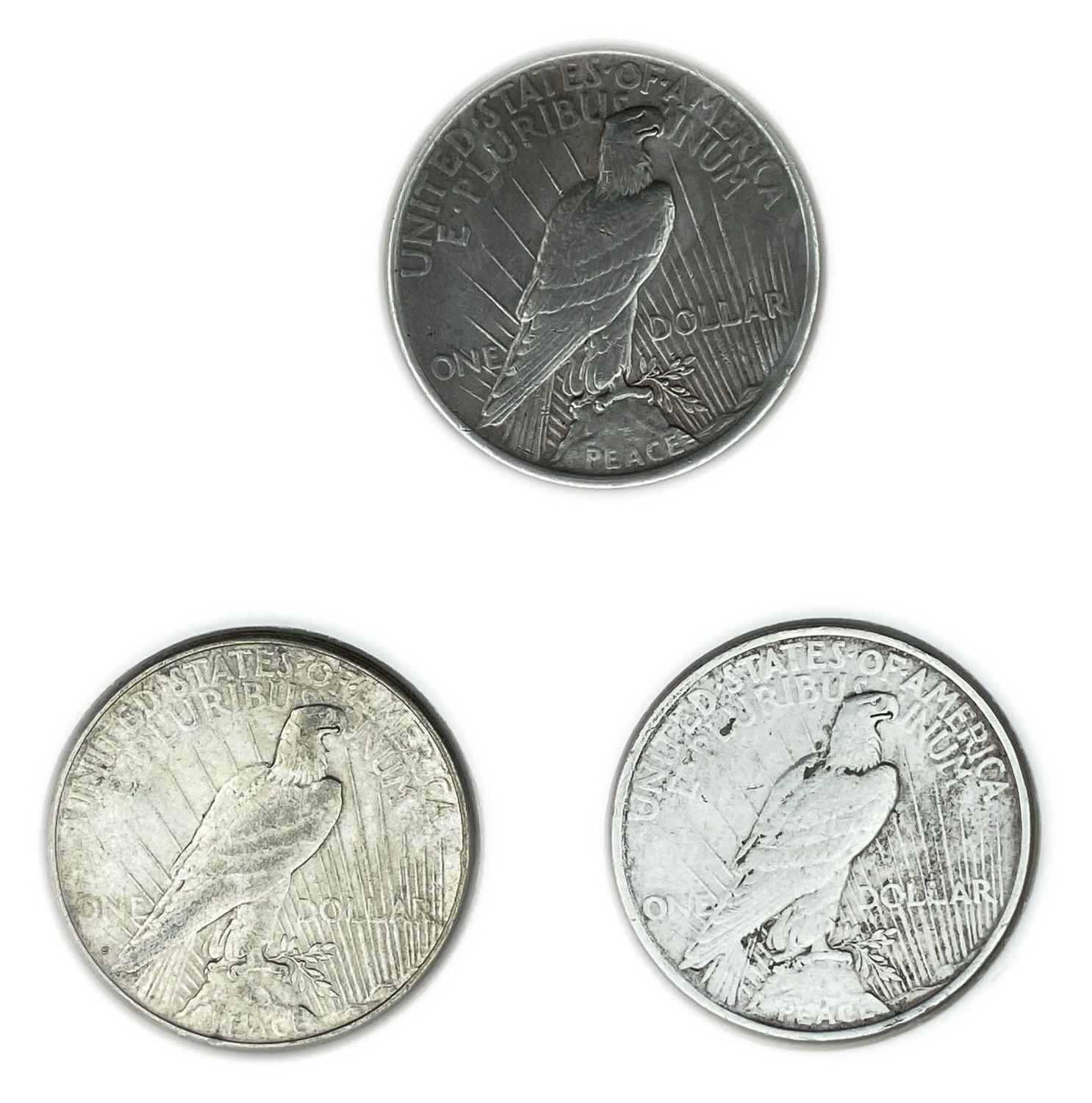 USA - Lot of 3 coins, 1 Dollar 1922, 1923 - VF-XF - Silver
Face: "IN GOD WE TRVST" / "LIBERTY" ... - 1 1