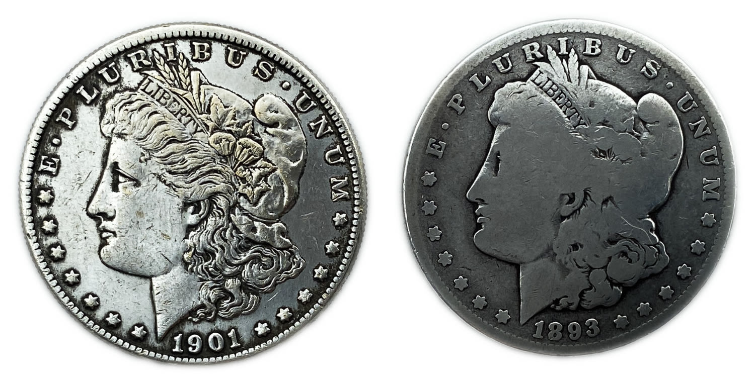 USA - Lot of 2 coins of 1 Morgan Dollar 1893, 1901 - UNC - Silver
The Morgan dollar was a United ... - 1 0