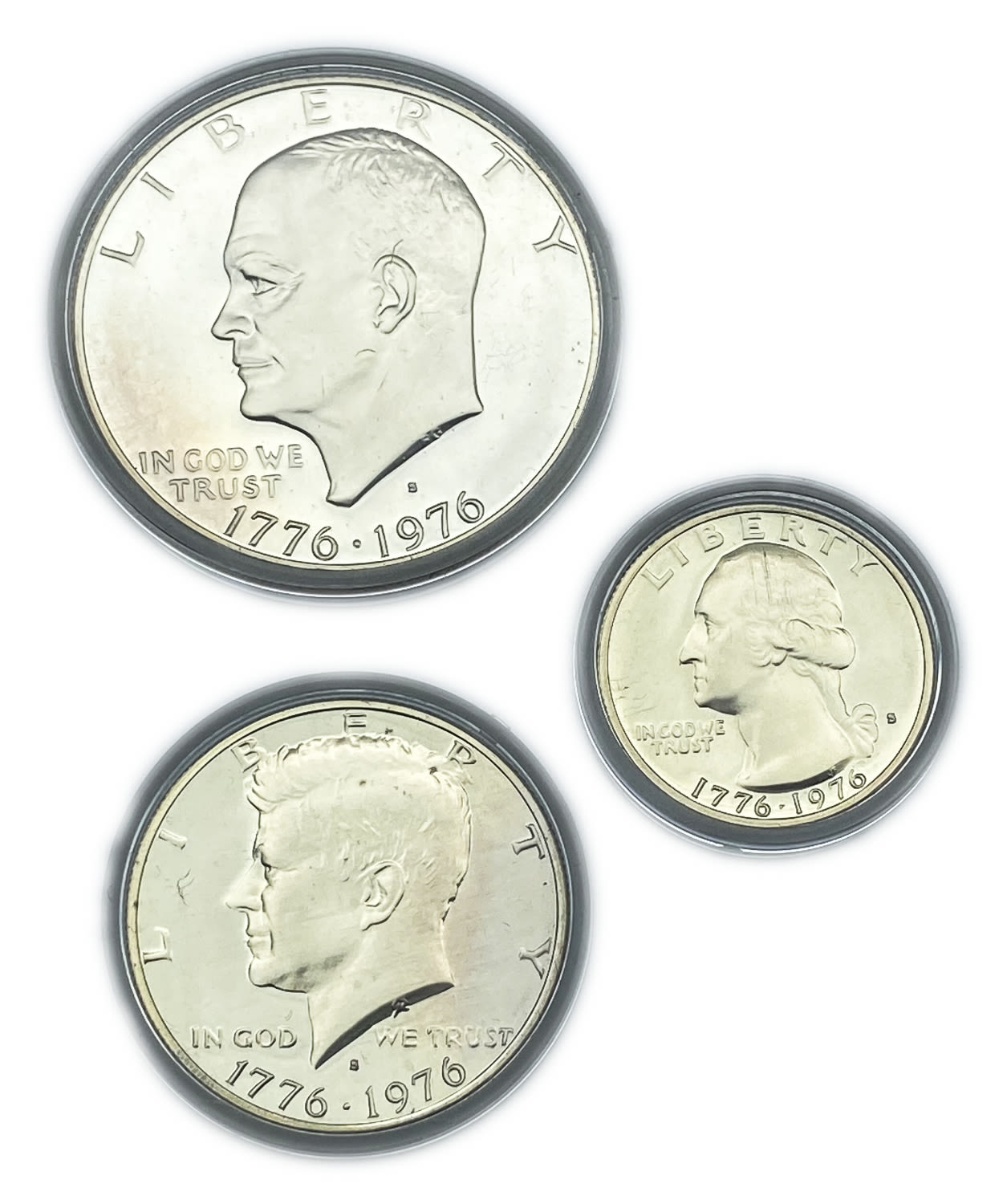 USA - 1976 coin set - 1/4, 1/2 and 1 dollar - 200th anniversary of the founding of the United States - 1 1