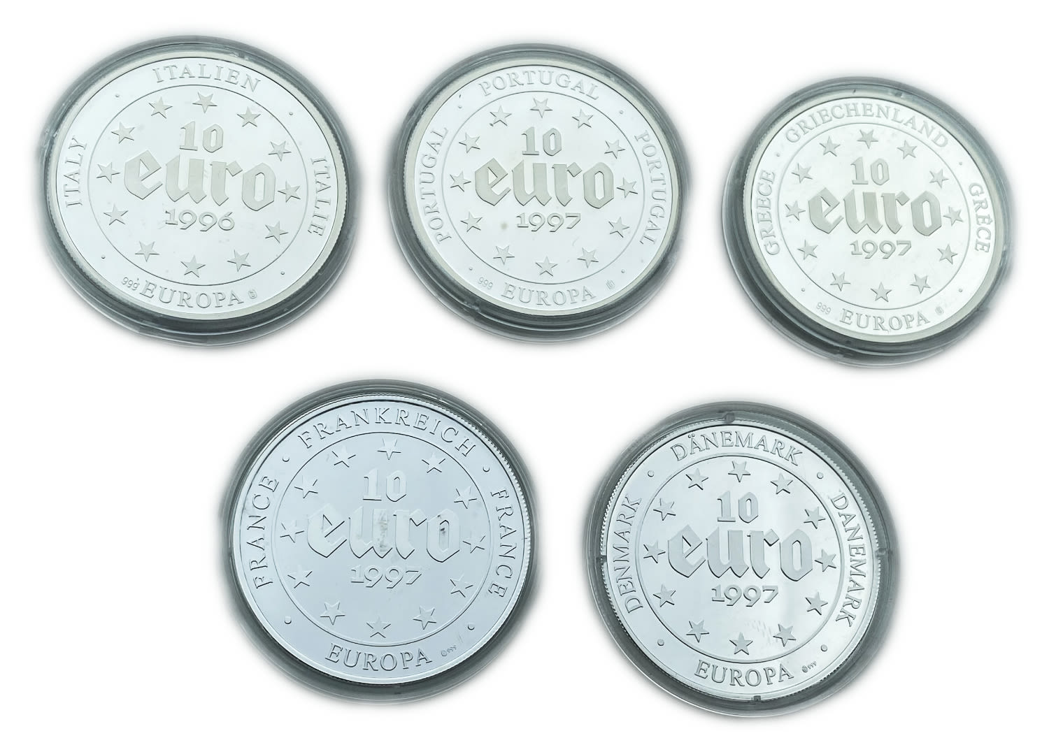 Olam - 5 coins, 10 euros 1996, 1997 - made of 999 silver, 20 g, 40 mm - 1 0