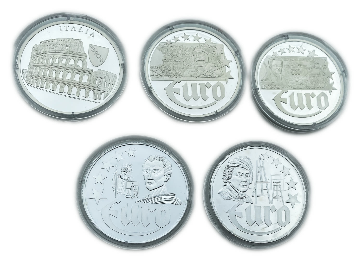 Olam - 5 coins, 10 euros 1996, 1997 - made of 999 silver, 20 g, 40 mm - 1 1