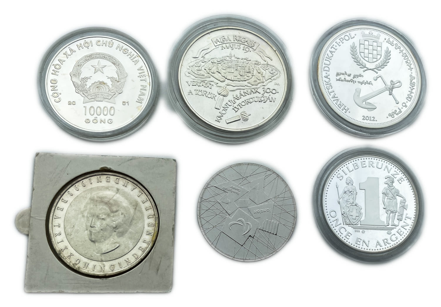World - 6 coins and medals from the world made of silver - 1 0