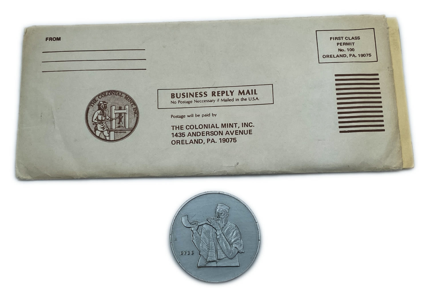 Judaica / Zionism - medal of a Jew blowing a shofar 1974 - distributed in the USA - 1 2