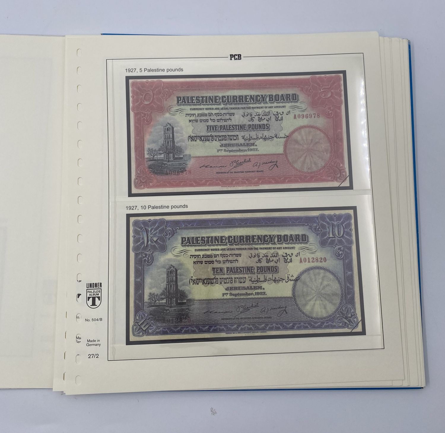 Album - For Collecting Palestine Banknotes (British Mandate in Israel) 1927-1948 - Made in Germany, Linder - ... - 1 5