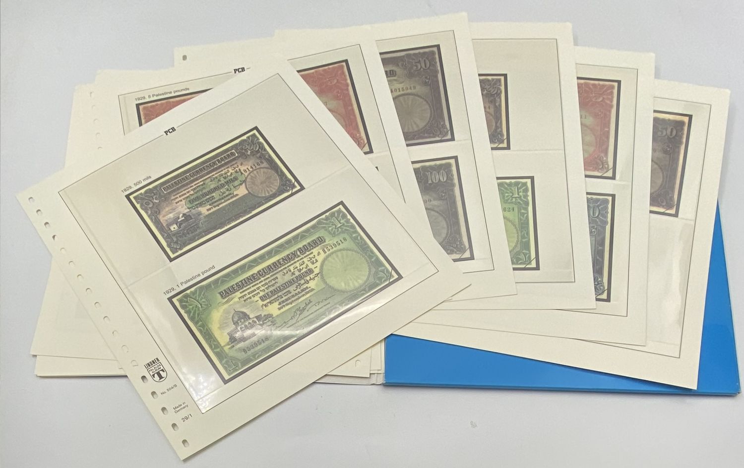 Album - For Collecting Palestine Banknotes (British Mandate in Israel) 1927-1948 - Made in Germany, Linder - ... - 1 7