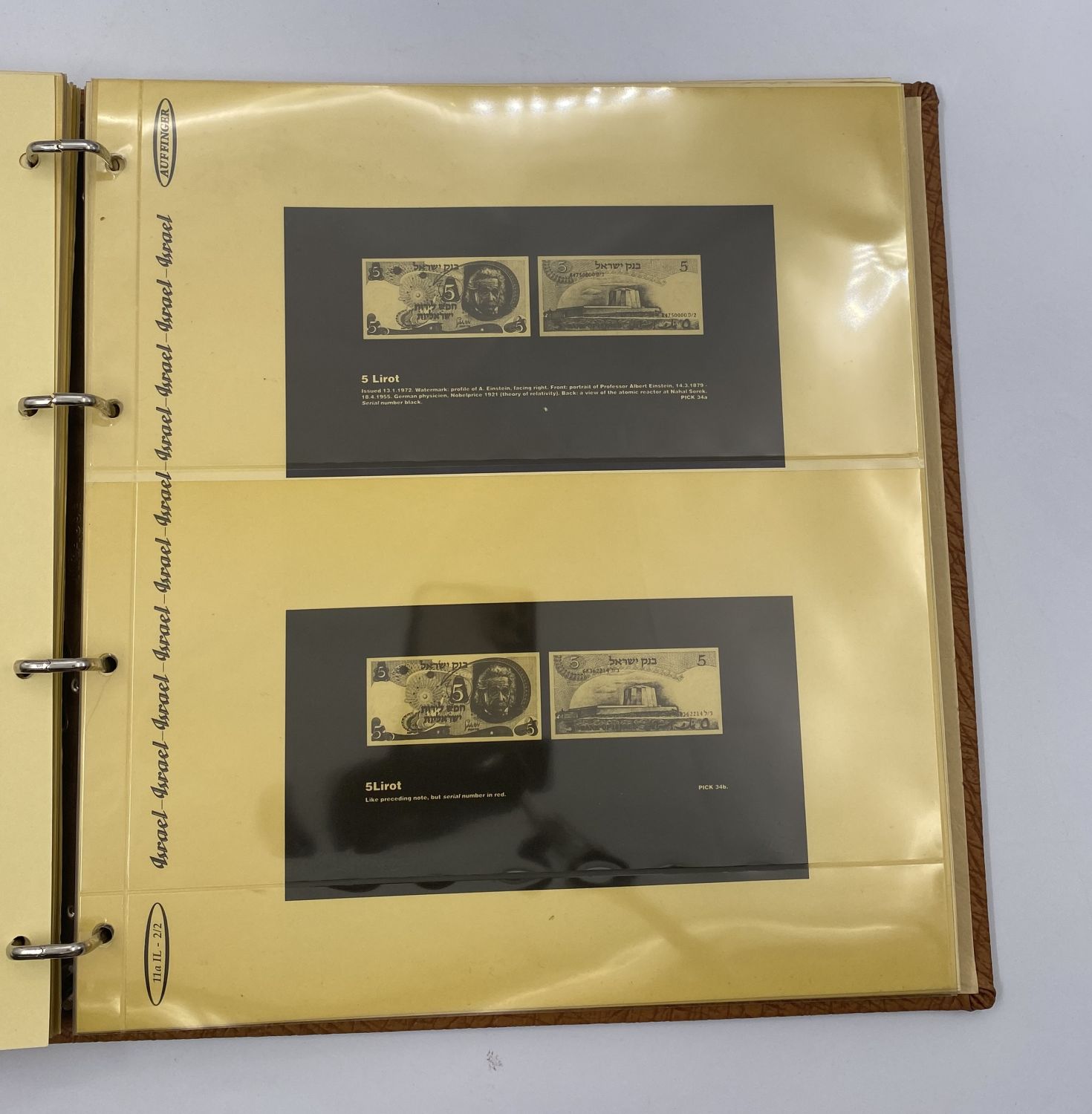 Album - for collecting Israeli banknotes "AUFFINGER ALBUM" - The album contains a picture of the banknote and ... - 1 2