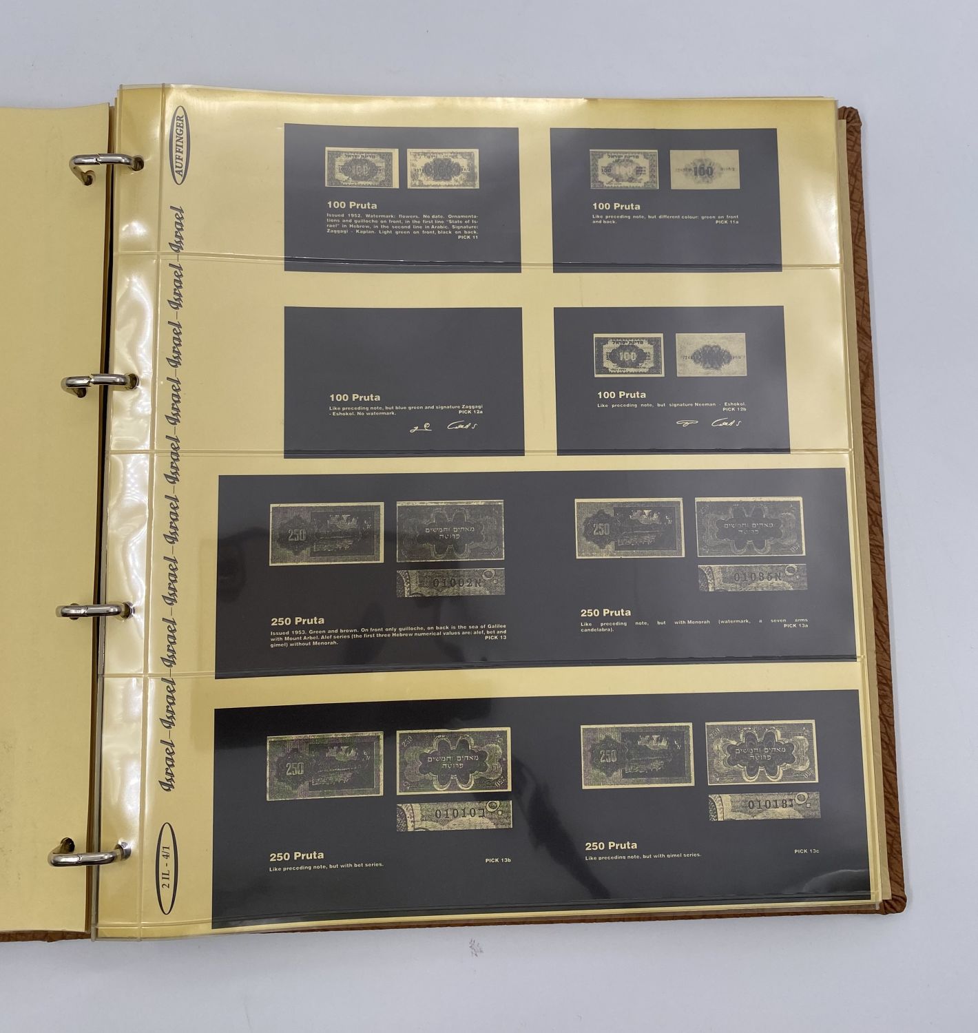 Album - for collecting Israeli banknotes "AUFFINGER ALBUM" - The album contains a picture of the banknote and ... - 1 10