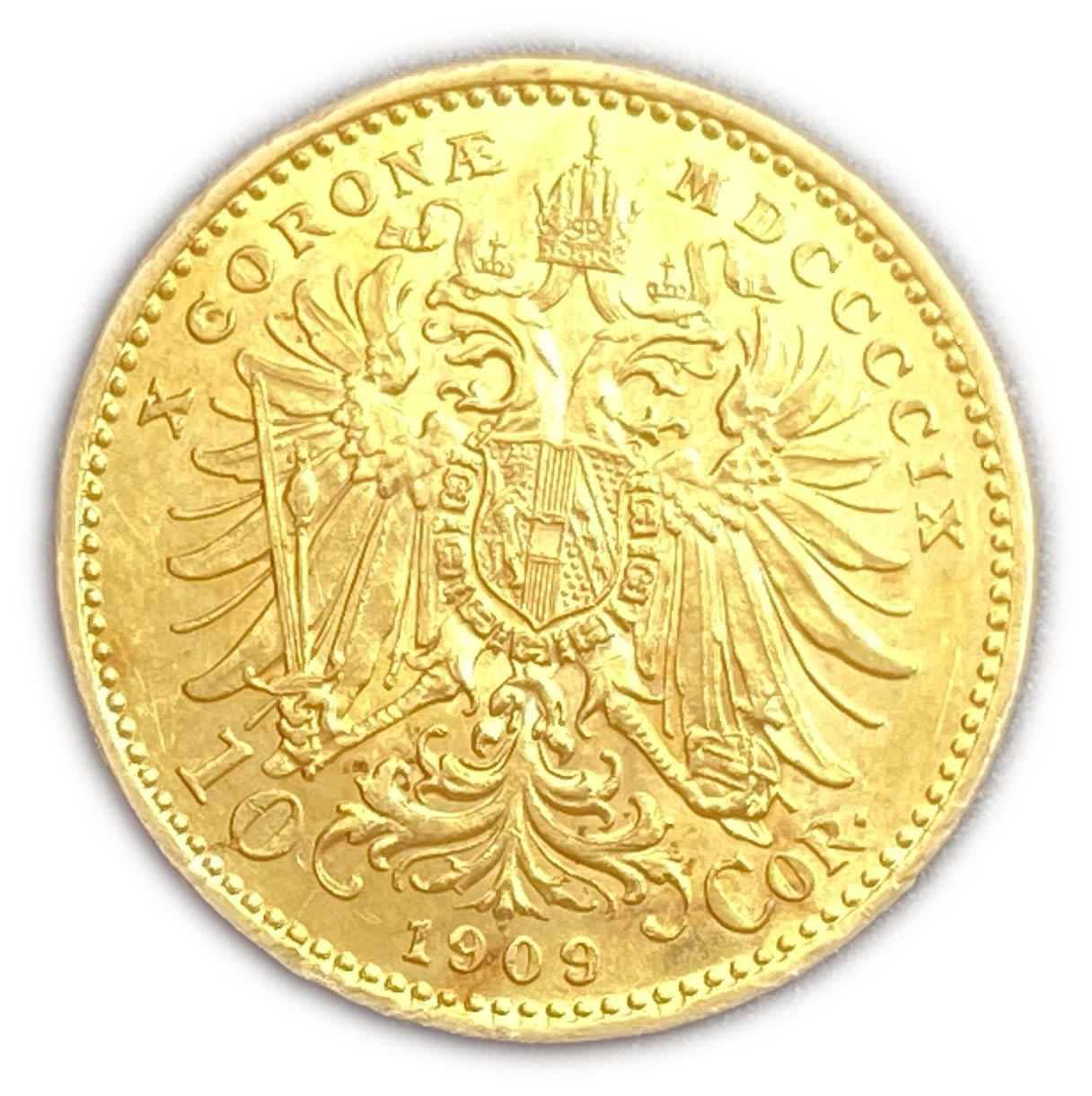 Austria - 10 krona 1909 - AU-UNC - gold 900, 19 mm, 3.39 g
The Austrian crown (German: ... - 1 1