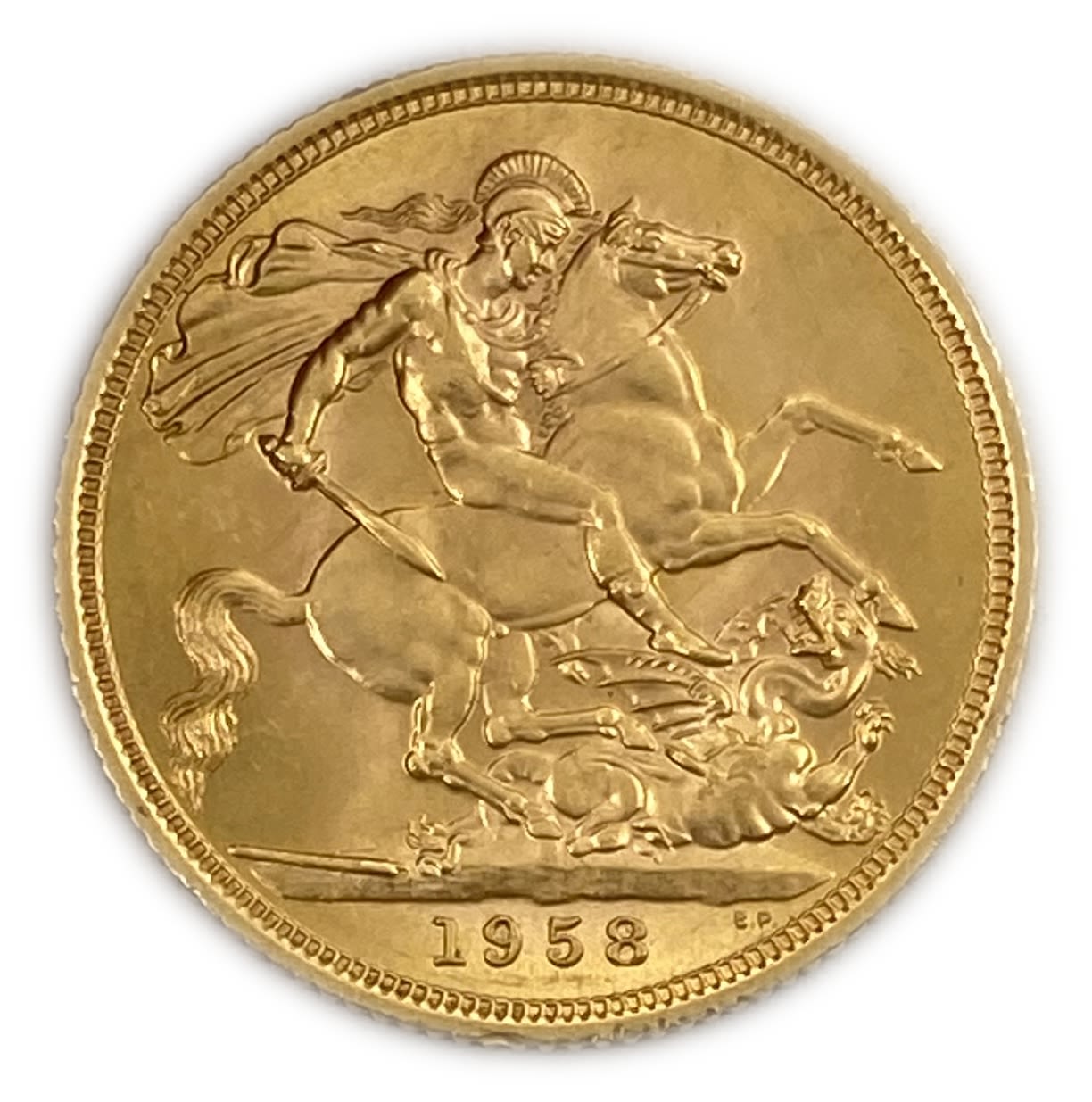 England / United Kingdom - Sovereign 1958 - Gold 917, 7.98g, 22 mm
Obverse : portrait of featuring ...