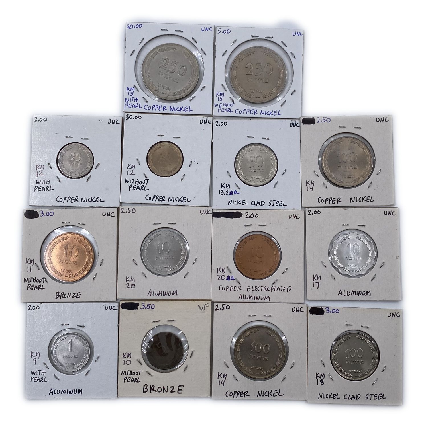 Israel - Lot of 93 Israeli coins from all the coin series that were, given in cartons (fitto the pages of a coin ... - 1 1