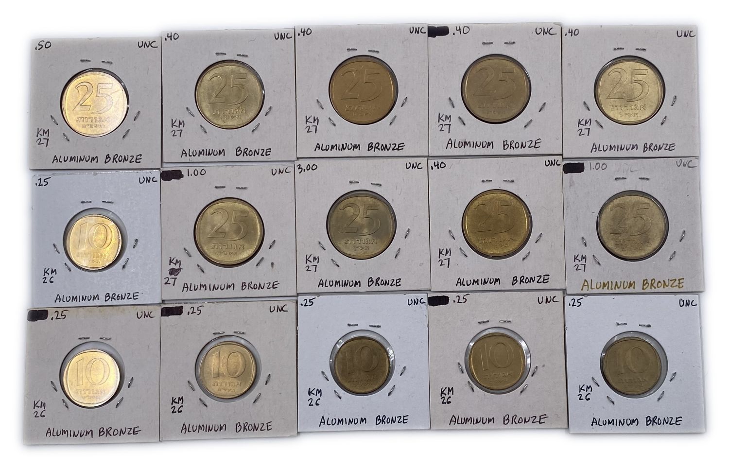 Israel - Lot of 93 Israeli coins from all the coin series that were, given in cartons (fitto the pages of a coin ... - 1 4