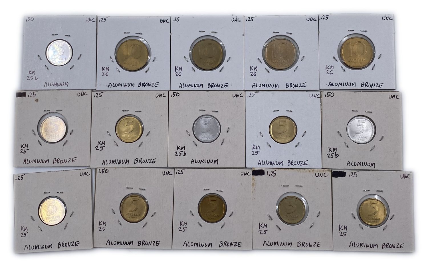 Israel - Lot of 93 Israeli coins from all the coin series that were, given in cartons (fitto the pages of a coin ... - 1 3