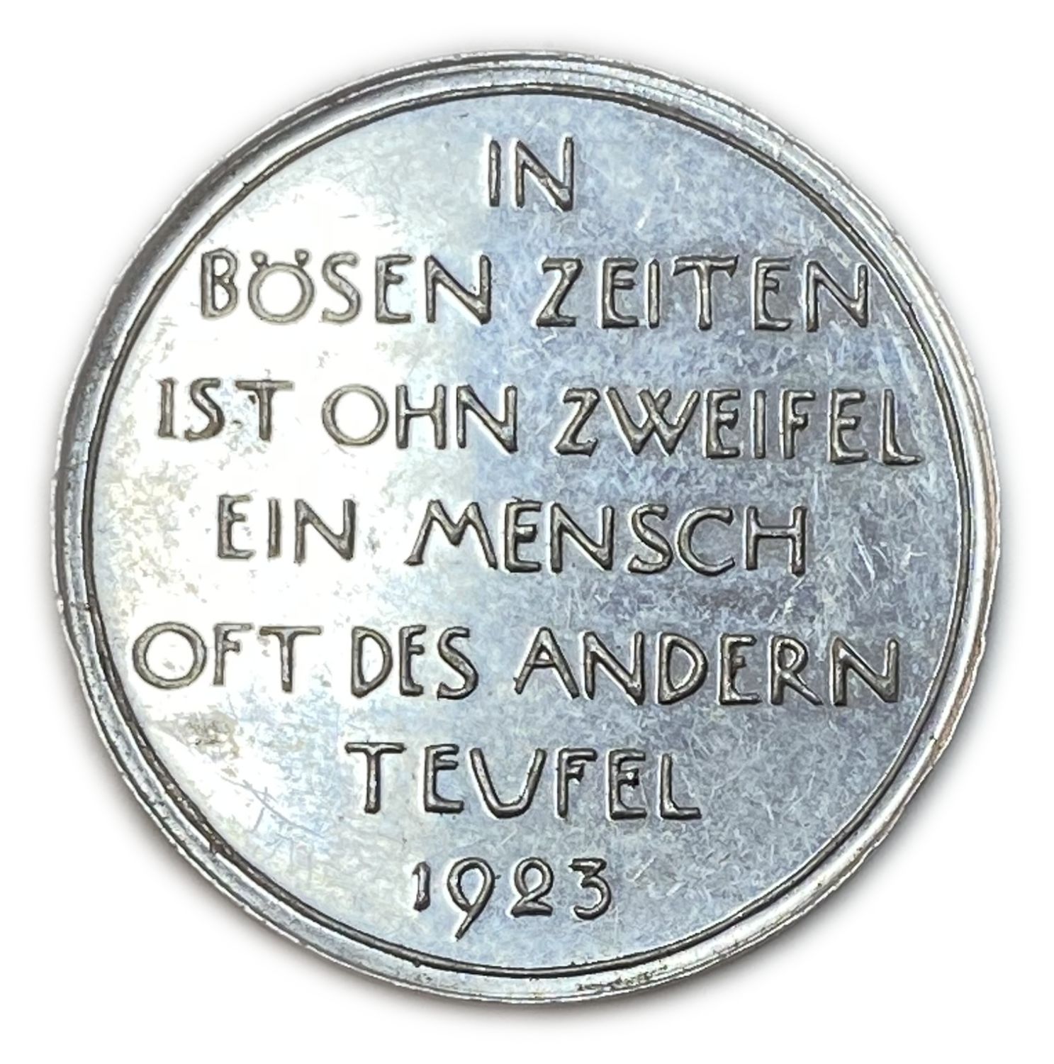 Judaica / Zionism - Germany - Antisemitic Medal - 1923
Obverse: lettering: "OB JUD OB CHRIST EIN ... - 1 1