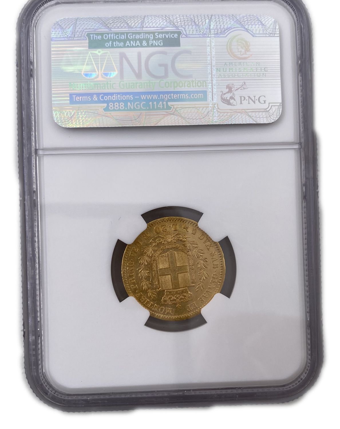 Sardinia - 20 pounds 1852 - NGC AU 50 - 900 gold, weight 6.45 g, 21 mm
Sardinia (Sardigna or ... - 1 3