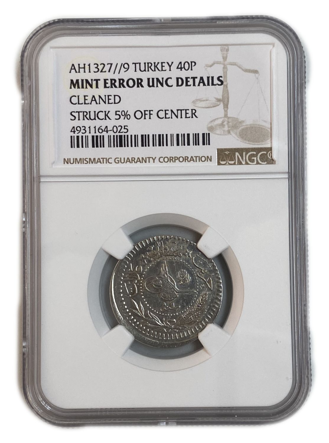 Ottoman Empire - 40 Fara 1909 (1327) - Error Mistake - Off center - UNC Details
Ottoman coins were ... - 1 2
