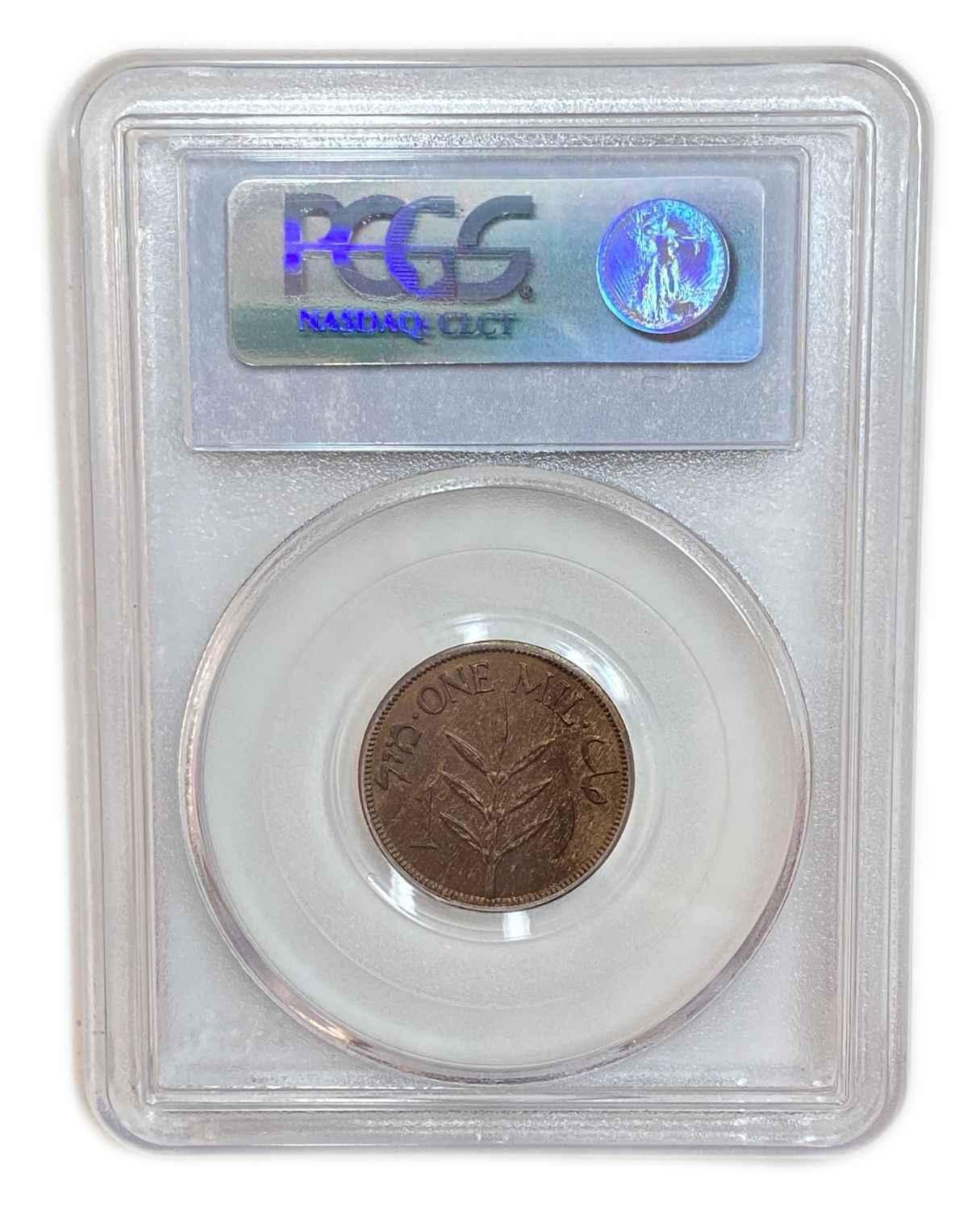 Palestine - 1 Mil 1937 - PCGS 63 RB - UNC
Beautiful coin with blue-purple patina
Mil ... - 1 3