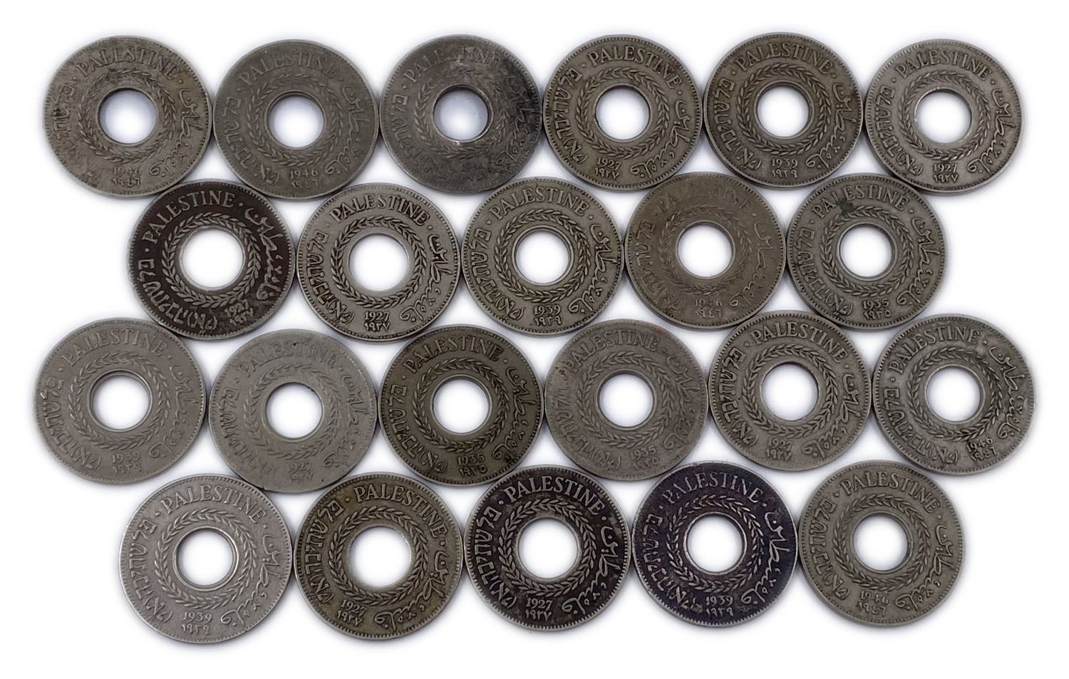 Palestine - Lot of 22 Coins of 5 Mils - Different years - F-XF
MIL, was the Hebrew name of the ... - 1 1