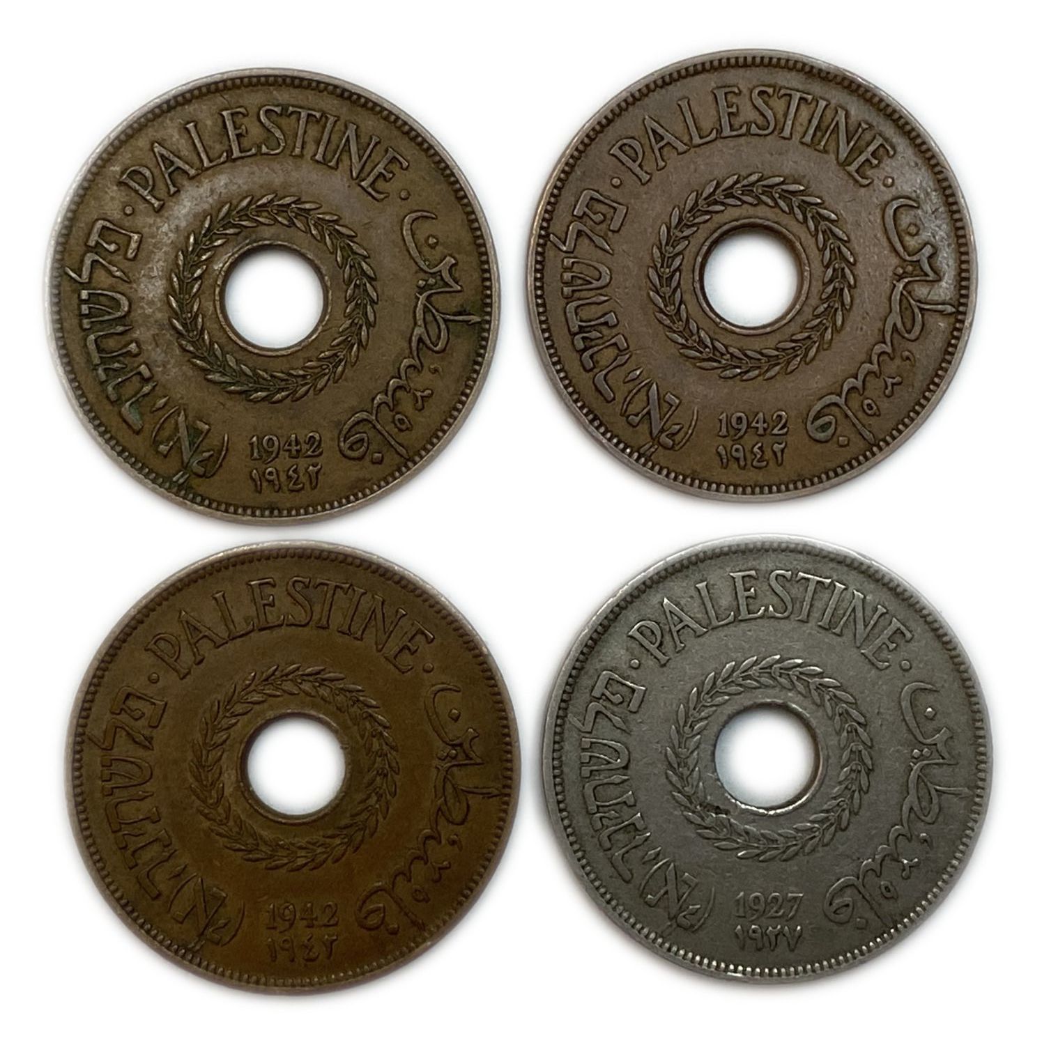 Palestine - Lot 4 coins of 20 Mils 1927, 1942 - VF-XF
MIL, was the Hebrew name of the coin that was ... - 1 0