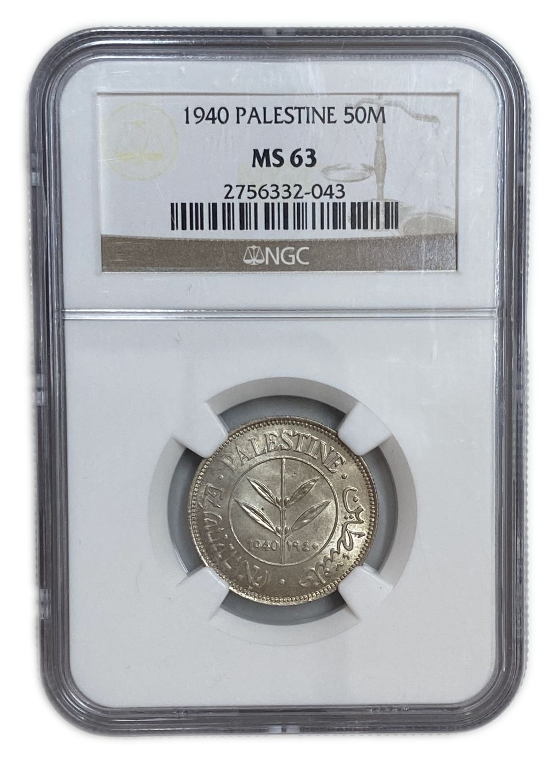 Palestine - 50 Mils 1940 - NGC 63 - UNC
Mil was the Hebrew name of the coin that was legal in Israel ... - 1 2