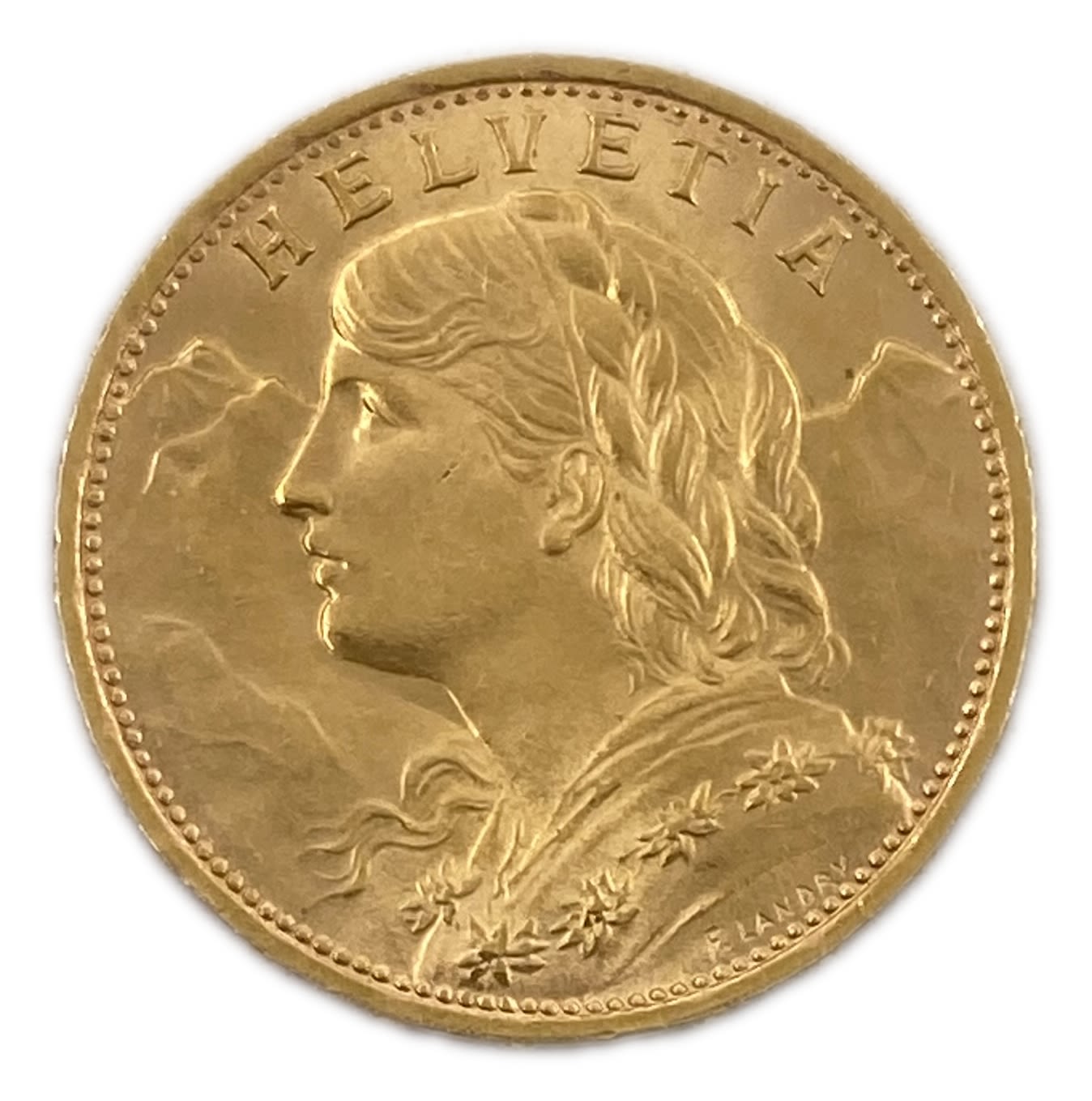 Switzerland - 20 francs 1922 - Swiss Confederation - Gold 900, 6.44 g, 21 mm - UNC
The Swiss franc ... - 1 1