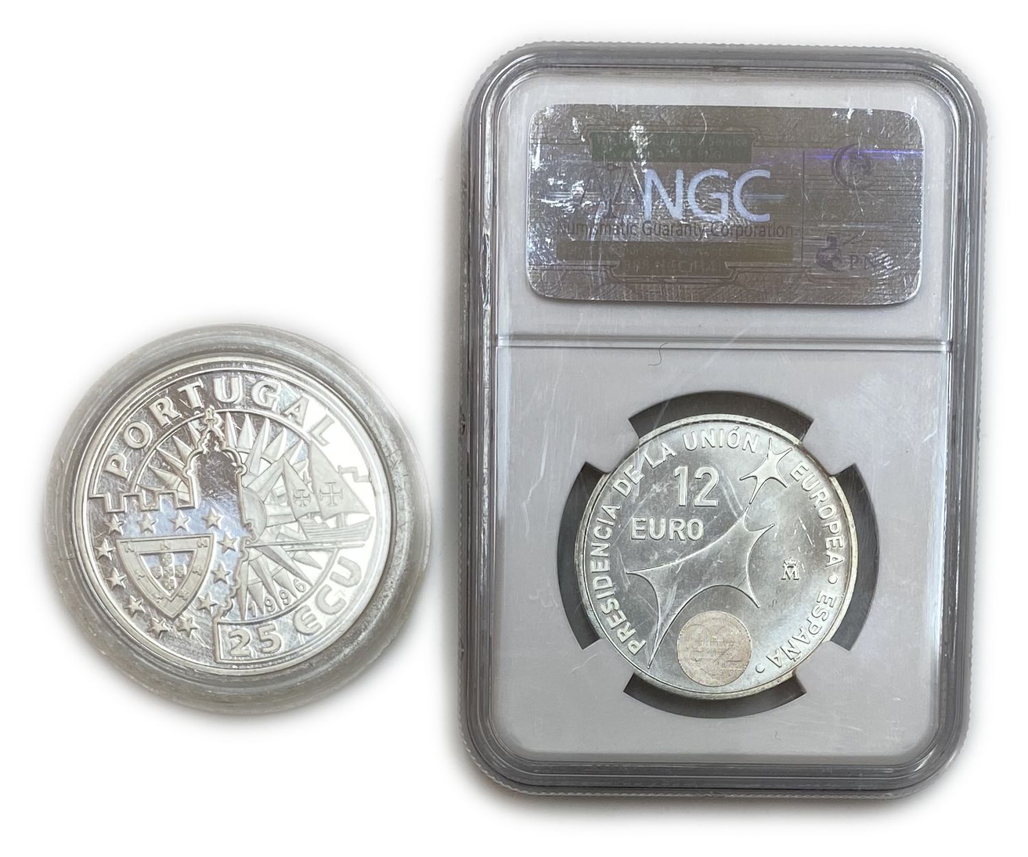Spain - Pair of 2 medals, "spanish presidency of the eu 2002", "europa e os novos mundos pedro alvares cabral" - Silver - 1 1