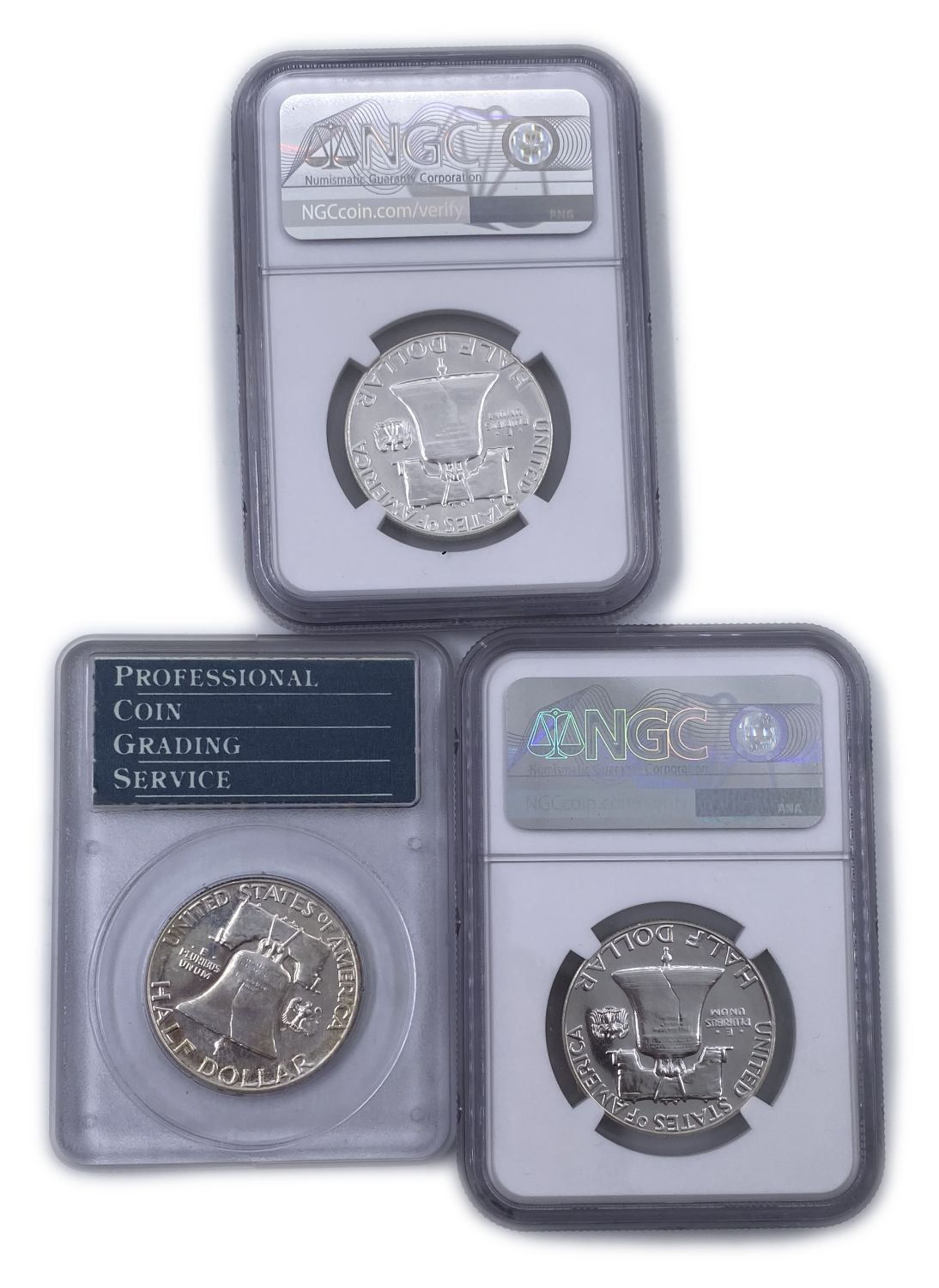 USA - Lot of 3 coins 50 cents 1954, 1956, 1957 - Rated PCGS PR64, NGC PF67 NGC TYPE 2 PF 67 - 1 1