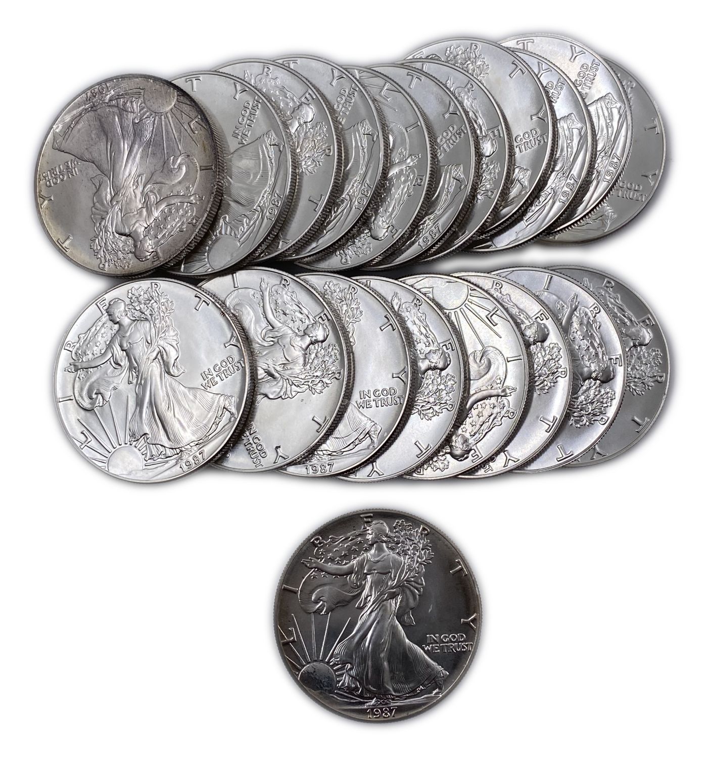 US - 20 coins of 1 DOllar 1987 - "Walking Librety" - UNC
American Eagle Silver Bullion Coins are ... - 1 0