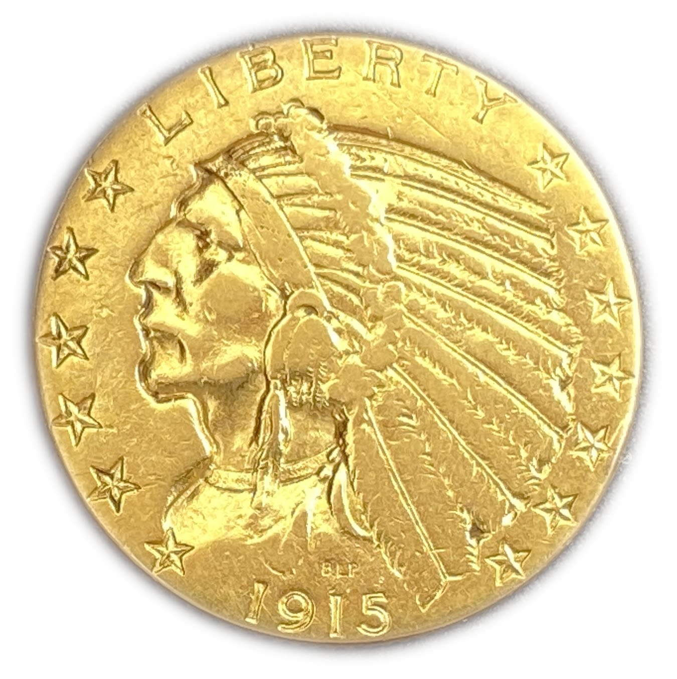 USA - 5 Dollars 1915 - "Indian Head" - 900 Gold, 8.29g, 21.6mm - Mintage 588,000 - 1 0