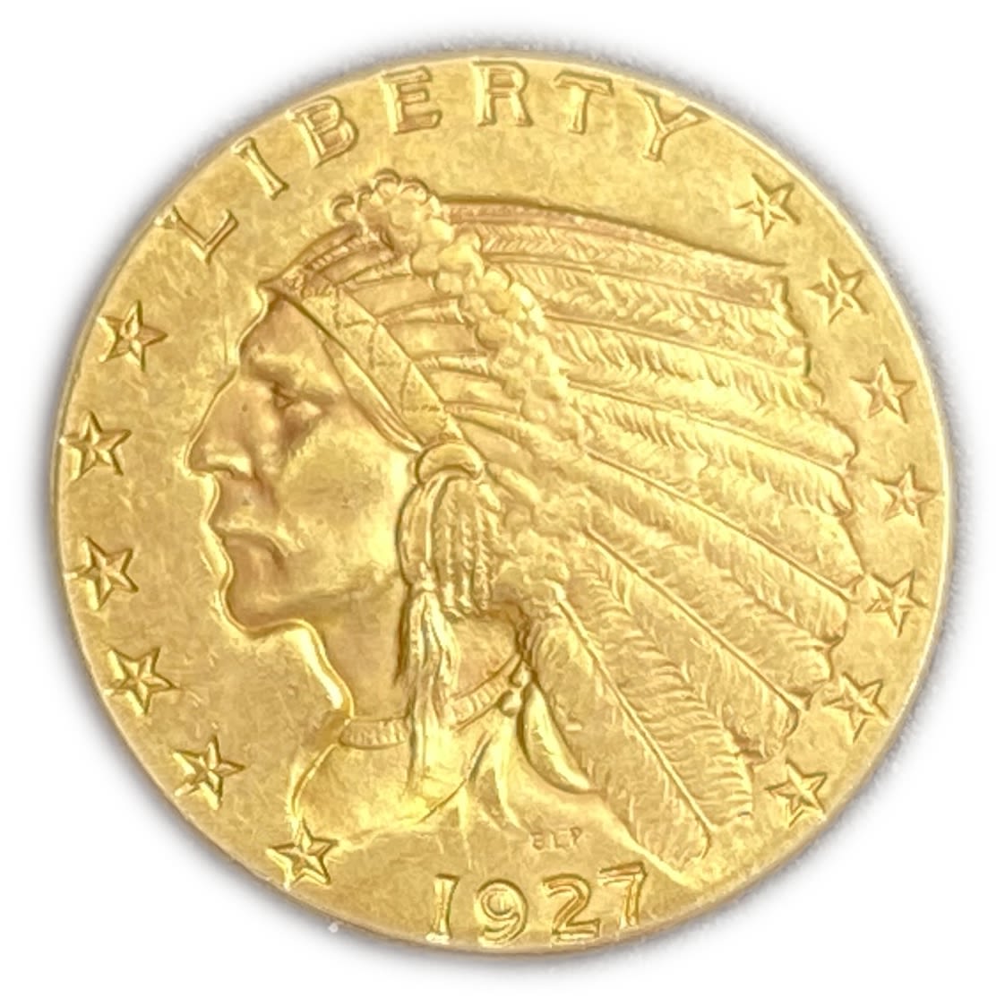 USA - 2.5 Dollar 1927 - "Indian Head" - Gold 900, 4.13 g, 18 mm - Mintage 388,000 - 1 0