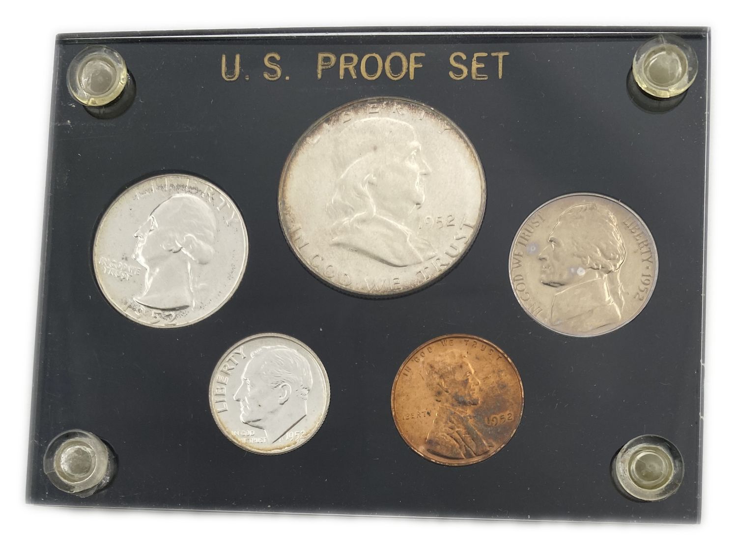 USA - 1 Cent, Nickel, Dime, Quarter, Half Dollar coin set from 1952 - Expensive.
Mintage 82 ... - 1 0