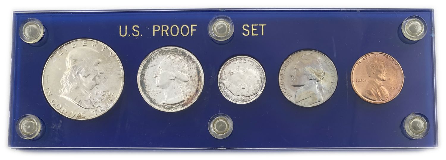 USA - 1 Cent, Nickel, Dime, Quarter, Half Dollar coin set from 1950 - Expensive.
- ... - 1 0