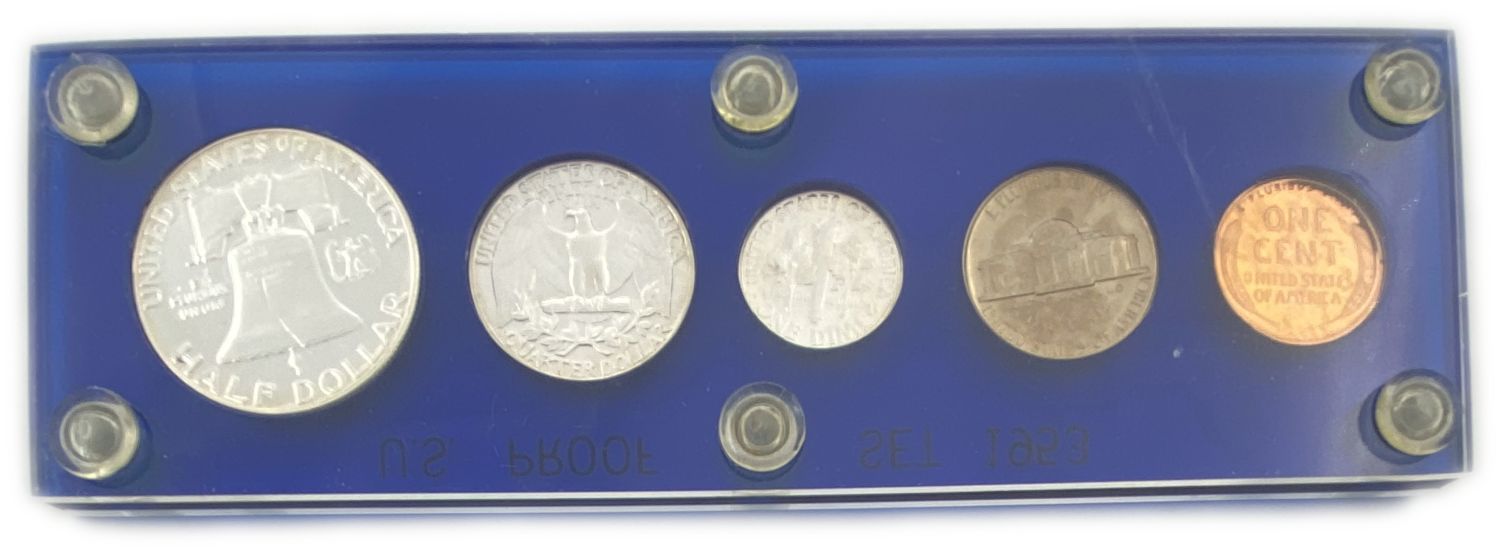 USA - 1 Cent, Nickel, Dime, Quarter, Half Dollar pair of 2 coins set from 1953.
Mintage - 128 ... - 1 2