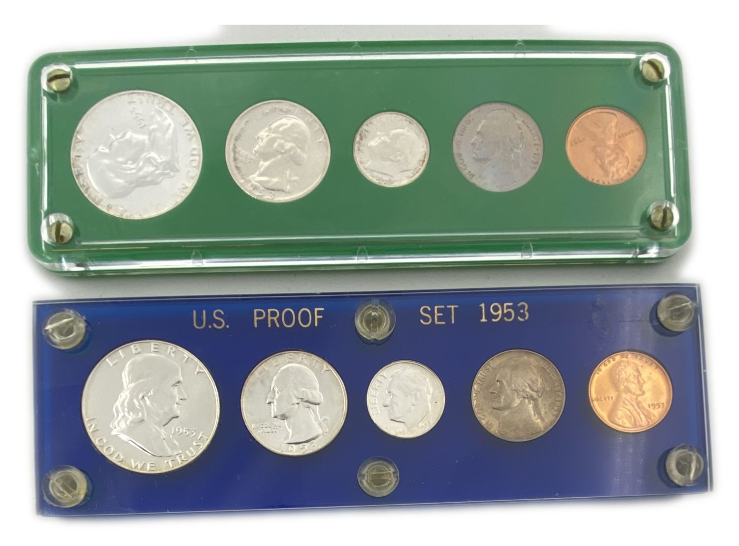 USA - 1 Cent, Nickel, Dime, Quarter, Half Dollar pair of 2 coins set from 1953.
Mintage - 128 ... - 1 0