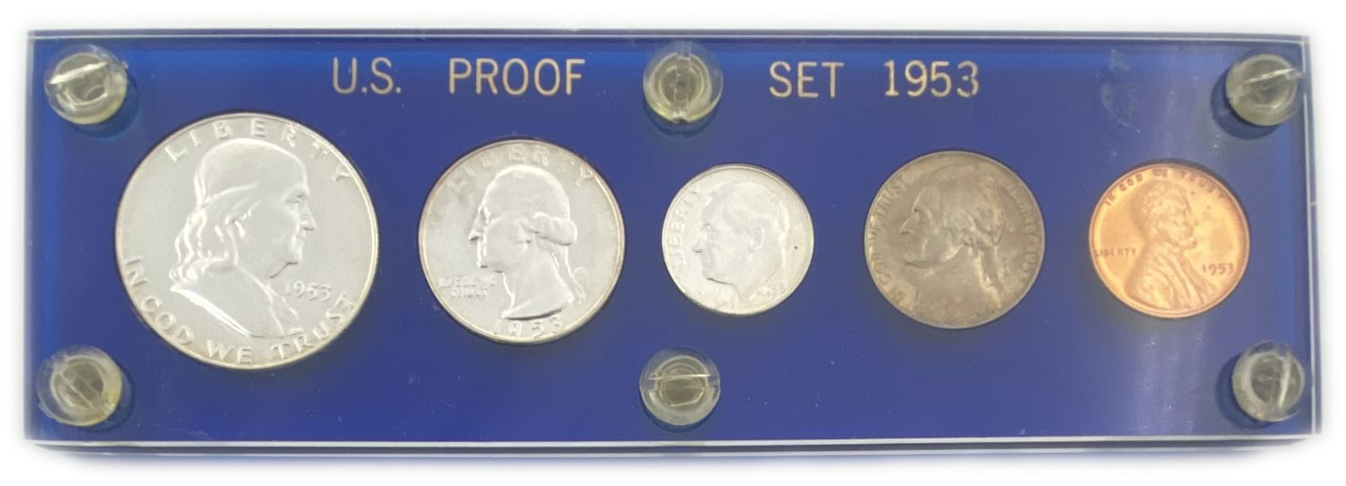 USA - 1 Cent, Nickel, Dime, Quarter, Half Dollar pair of 2 coins set from 1953.
Mintage - 128 ... - 1 1