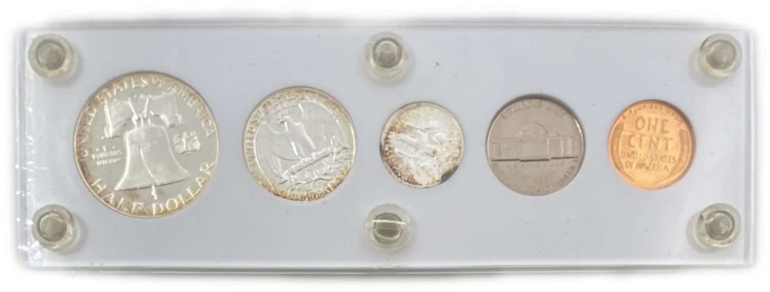 USA - 1 Cent, Nickel, Dime, Quarter, Half Dollar Lot of 4 coins set from 1955, 1956, 1959, 1960 ... - 1 4
