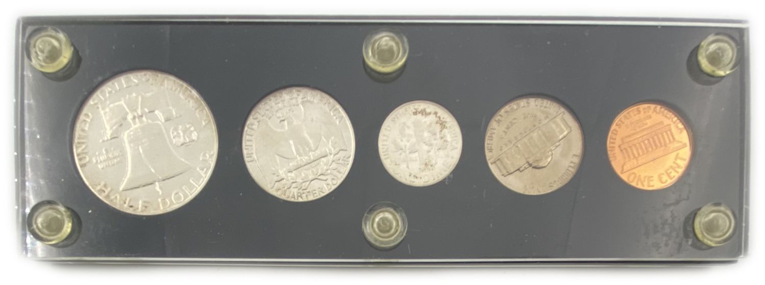 USA - 1 Cent, Nickel, Dime, Quarter, Half Dollar Lot of 4 coins set from 1955, 1956, 1959, 1960 ... - 1 6
