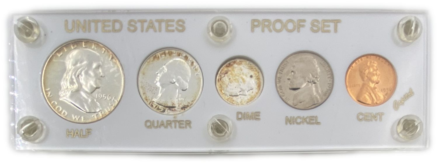 USA - 1 Cent, Nickel, Dime, Quarter, Half Dollar Lot of 4 coins set from 1955, 1956, 1959, 1960 ... - 1 3