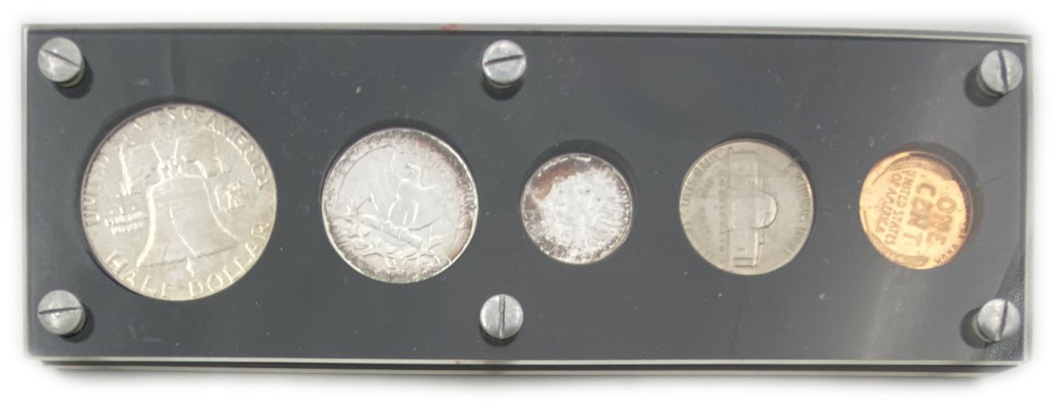 USA - 1 Cent, Nickel, Dime, Quarter, Half Dollar Lot of 4 coins set from 1955, 1956, 1959, 1960 ... - 1 2