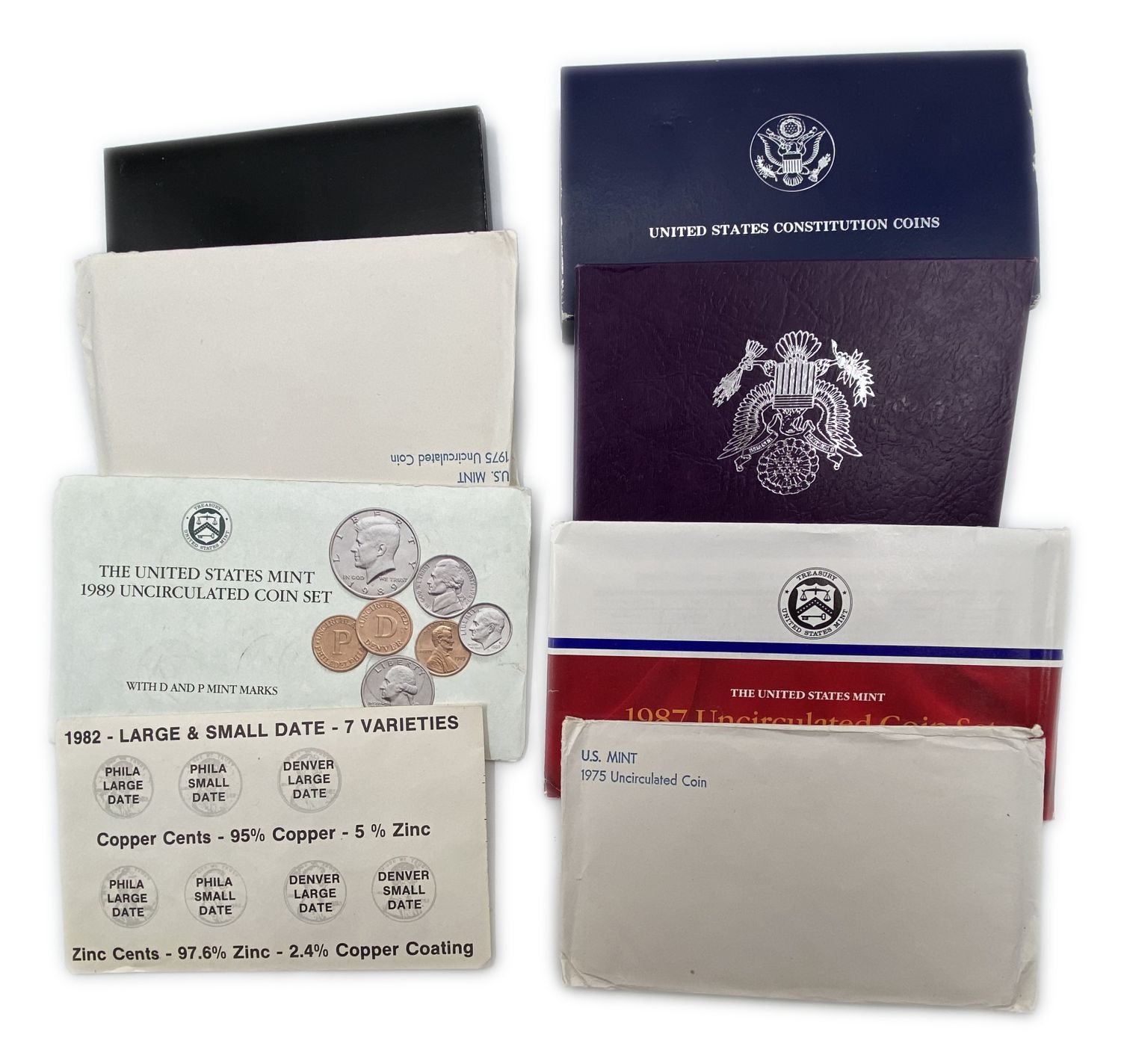 USA - Lot of 8 different coin sets in luxury and original cases - New Conditions (UNC) - 1970s and 1980s - 1 0