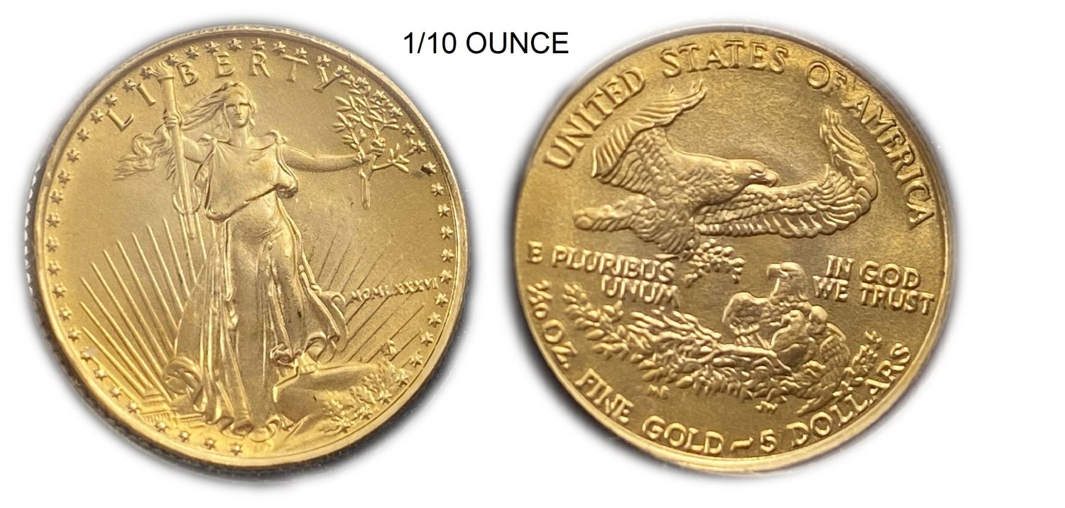 USA - 4 gold coins, 5, 10, 25, 50 Dollars 1986 - with a total weight of 1.85 ounces (52.44 g) - In a special ... - 1 2