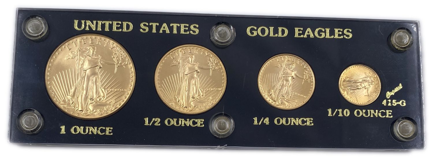 USA - 4 gold coins, 5, 10, 25, 50 Dollars 1986 - with a total weight of 1.85 ounces (52.44 g) - In a special ...