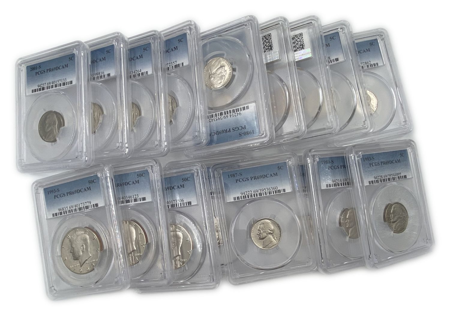 USA - Lot of 18 United States Coins graded by PCGS - Various Values, Extremely High gradings - 1 0