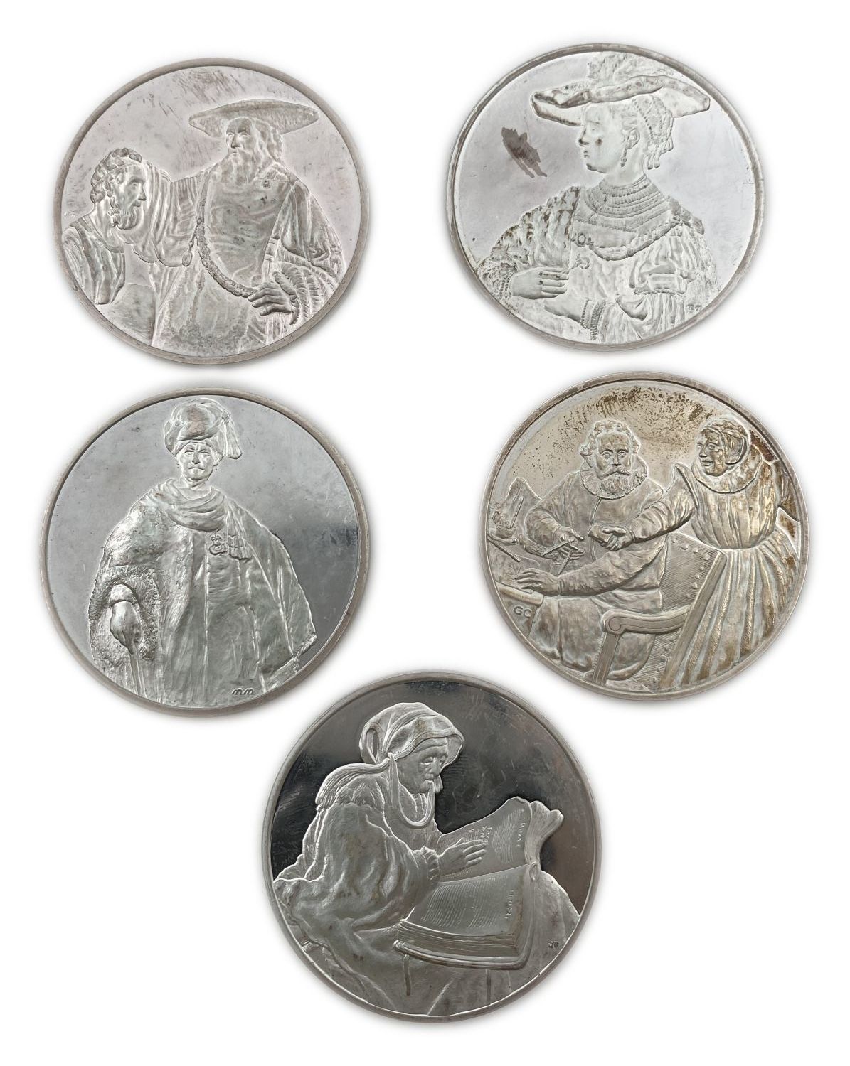 World - 5 medals, probably European - 925 silver, medal weight 65-66g - total weight 327.6g - 1 0
