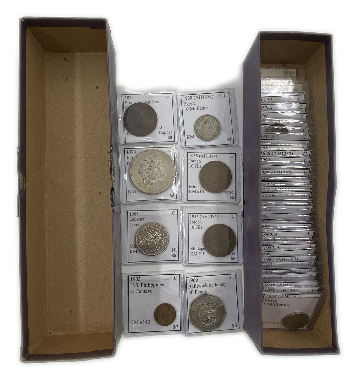World - Lot of 49 World coins - stored in flexible plastic capsules with an attached page containing the country ... - 1 0