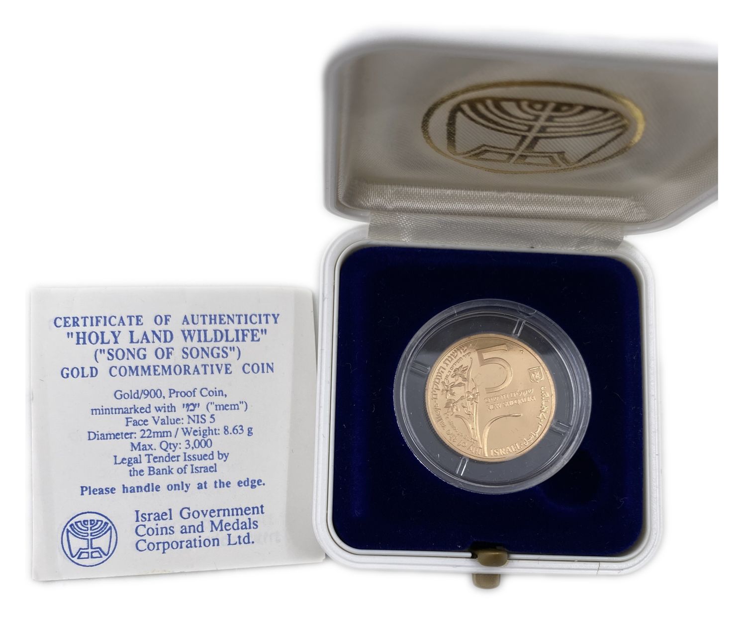 ISRAEL - "Flora and Fauna from the Song of Songs" Coin, 1992 - Gold 900 , 8.63 g, 22 mm
The Roe and ... - 1 4