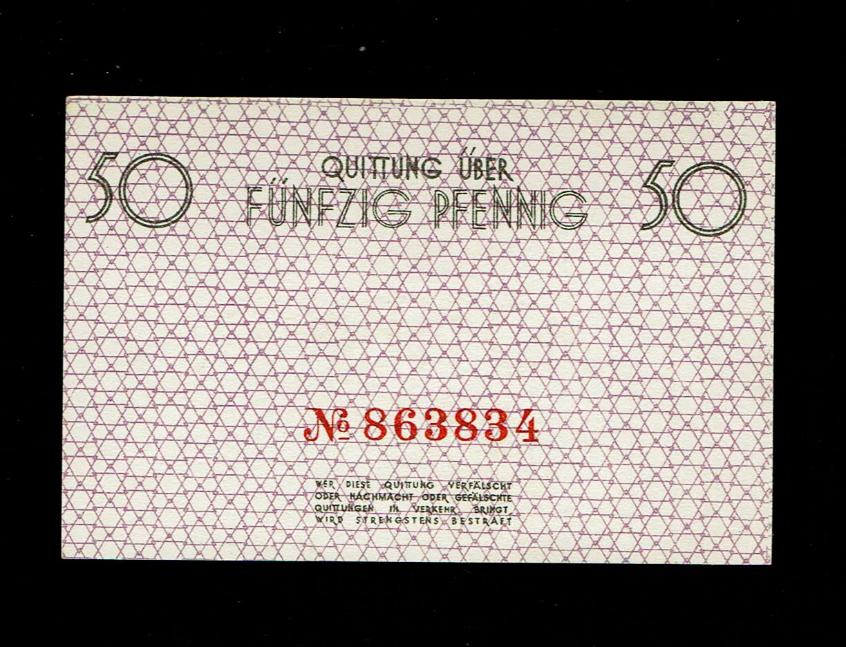 Holocaust concentration camps money - Poland - Lot of 3 banknotes of 50 Pfenning, 1 and 20 Mark 1940 - ghetto ... - 1 1