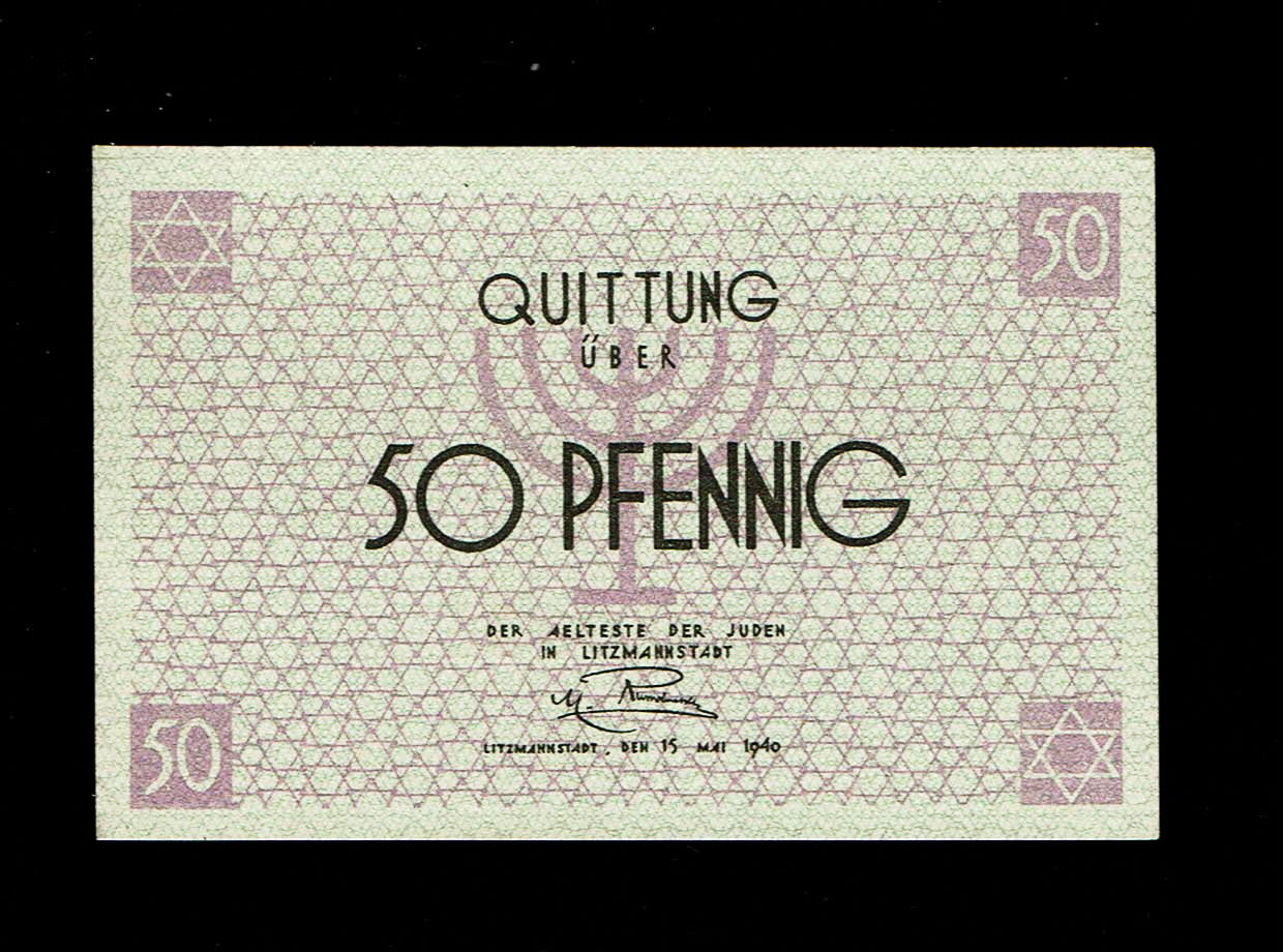 Holocaust concentration camps money - Poland - Lot of 3 banknotes of 50 Pfenning, 1 and 20 Mark 1940 - ghetto ... - 1 2