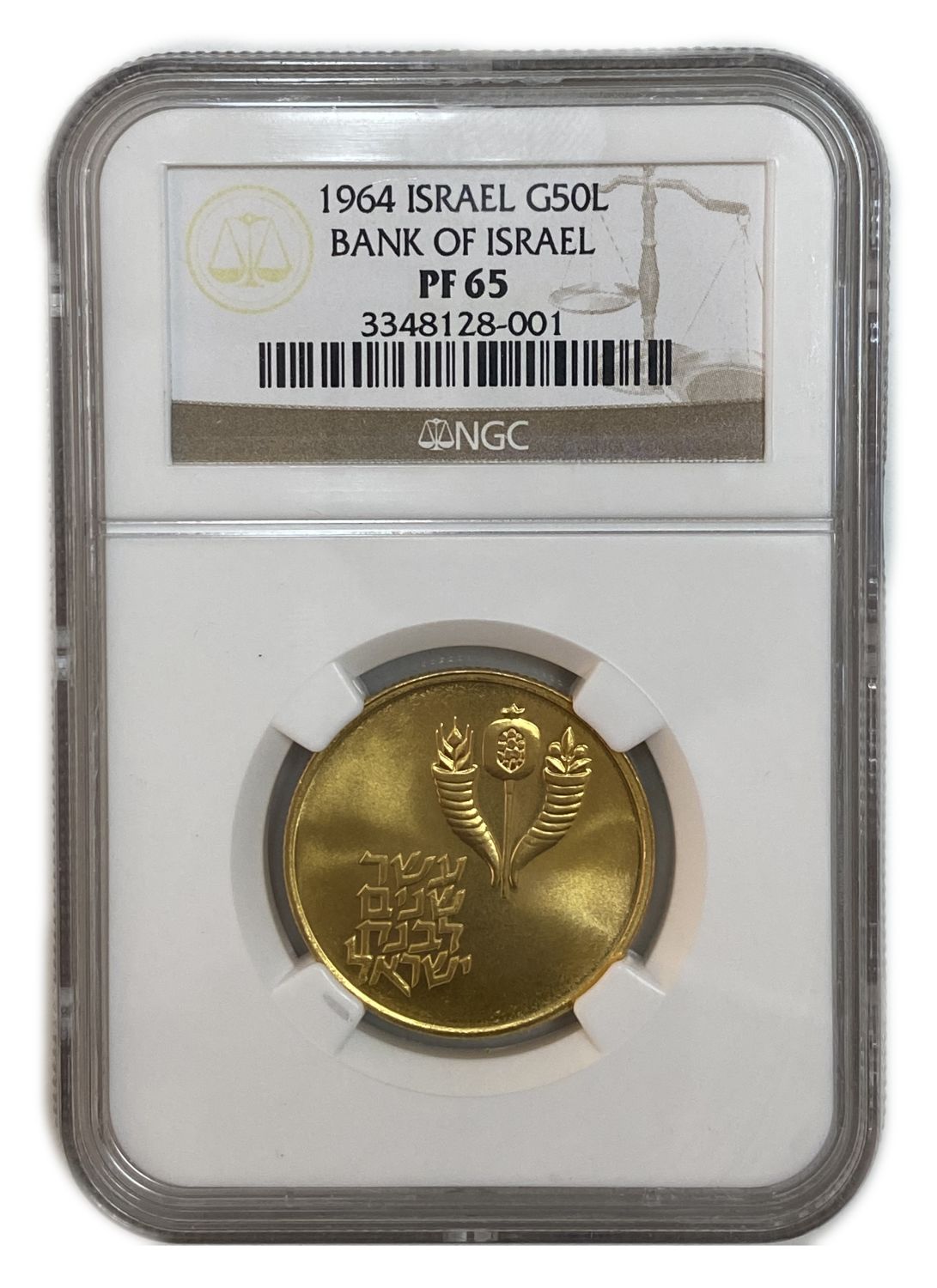 ISRAEL - Special Coin Issue 5725-1964 - With "Mem" - Gold 916 , 13.34 g, 27 mm - NGC PF 65
In 1954 ... - 1 2