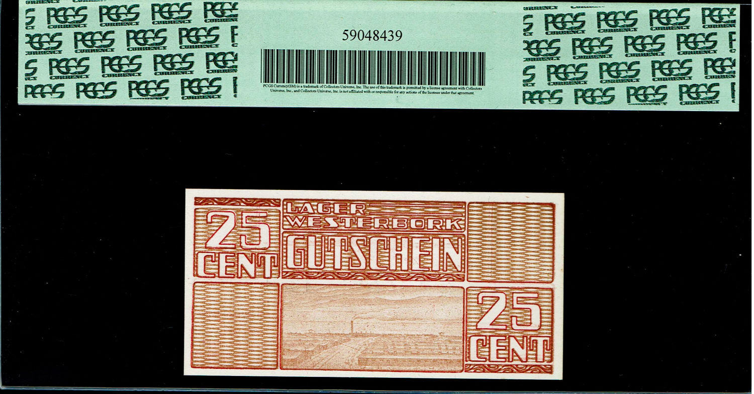 Holocaust concentration camps money - Netherlands - 25 cents 1944 - Westerbork camp - PCGS 64 ... - 1 1