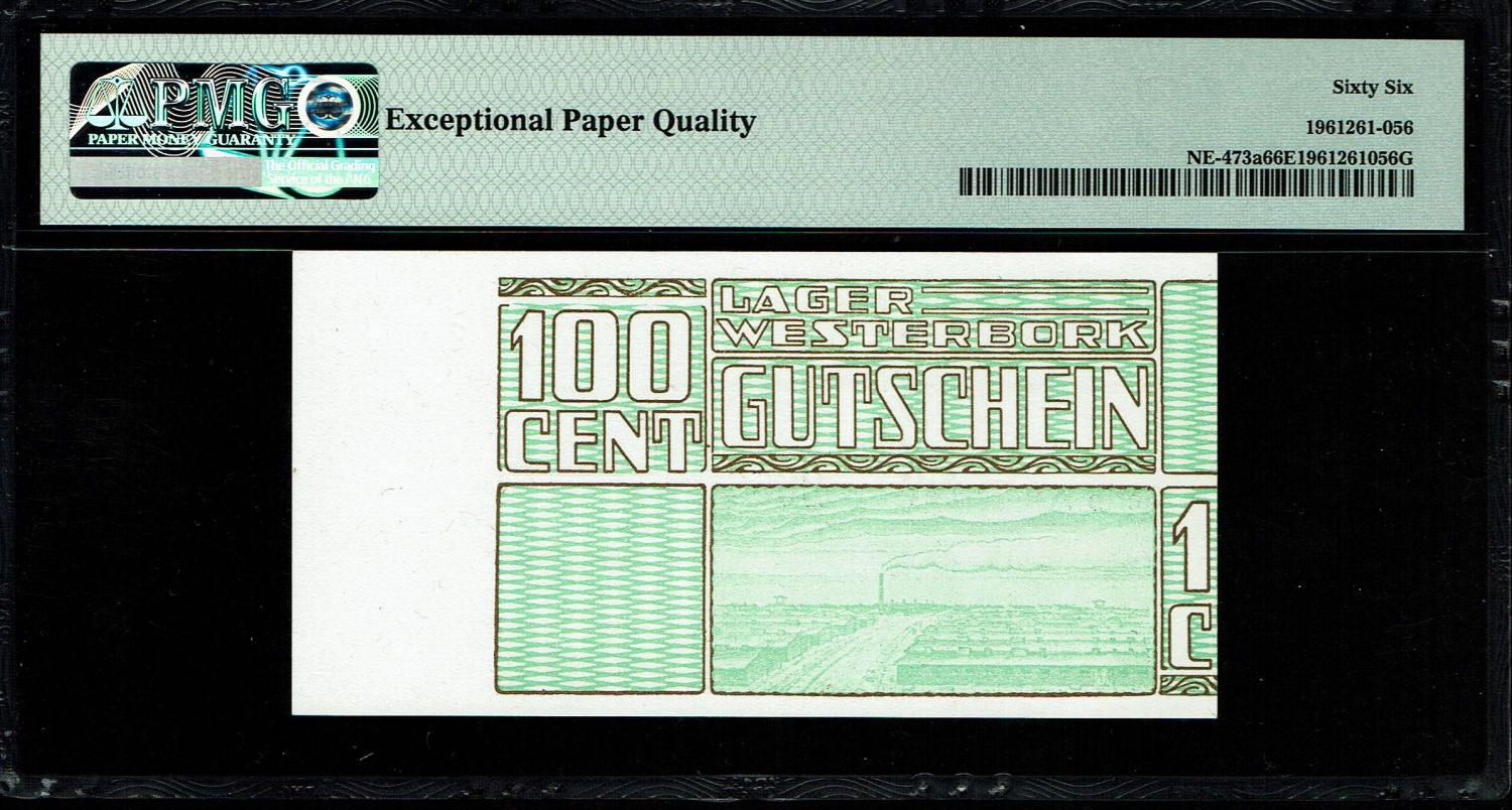 Holocaust concentration camps money - Netherlands - 100 cents 1944 - Westerbork camp - Printing Error ... - 1 1